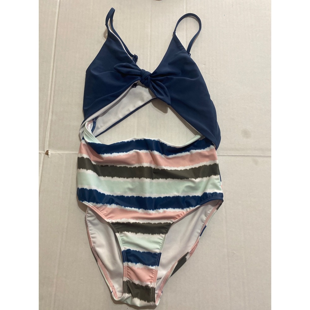 Tucker + Tate & Beach Living Girls One Piece Swimsuits Size 14 Blue Pink Striped